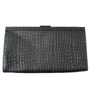 Banana Republic Black Embossed Leather Clutch
